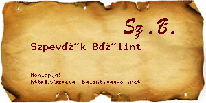 Szpevák Bálint névjegykártya